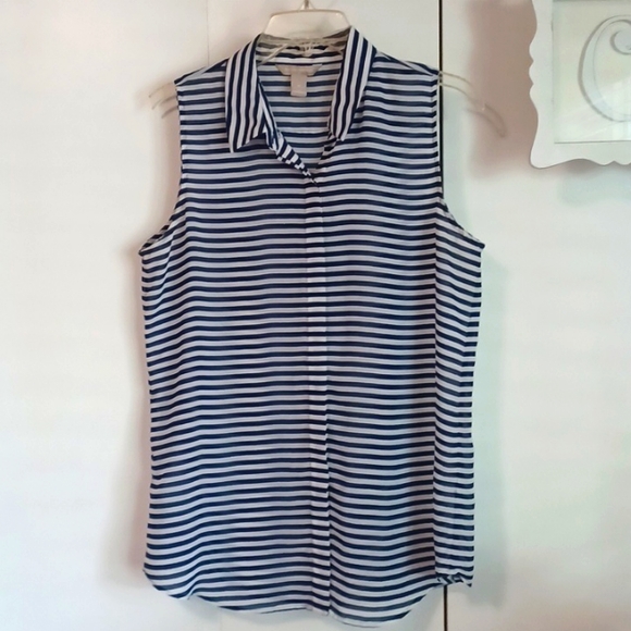 Banana Republic Tops - Banana Republic, Sz. M, Sleeveless, Navy and white stripes, blouse.
